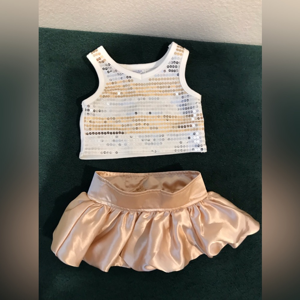 Build-A-Bear White and Gold Dance Outfit